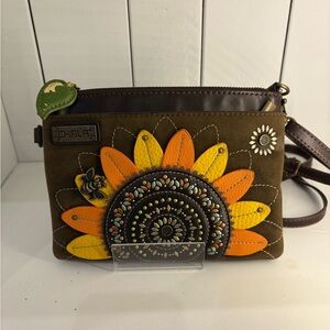 Chala Brown Sunflower Crossbody Bag